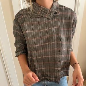 asymmetric check print shirt